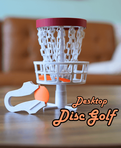 3D-Printed Desktop Disc Golf Set with 2 Baskets and Launchers by ForgeCore