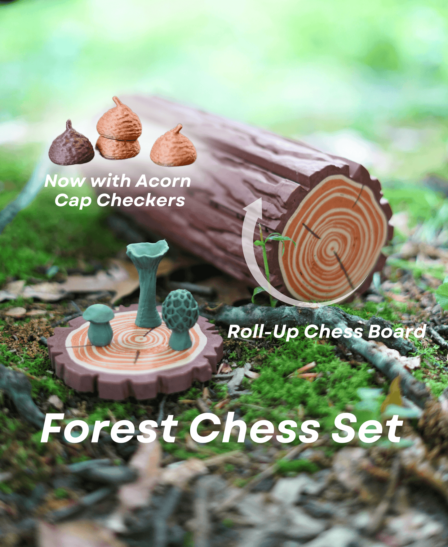 Forest Roll-Up Chess Set – Mushroom Edition