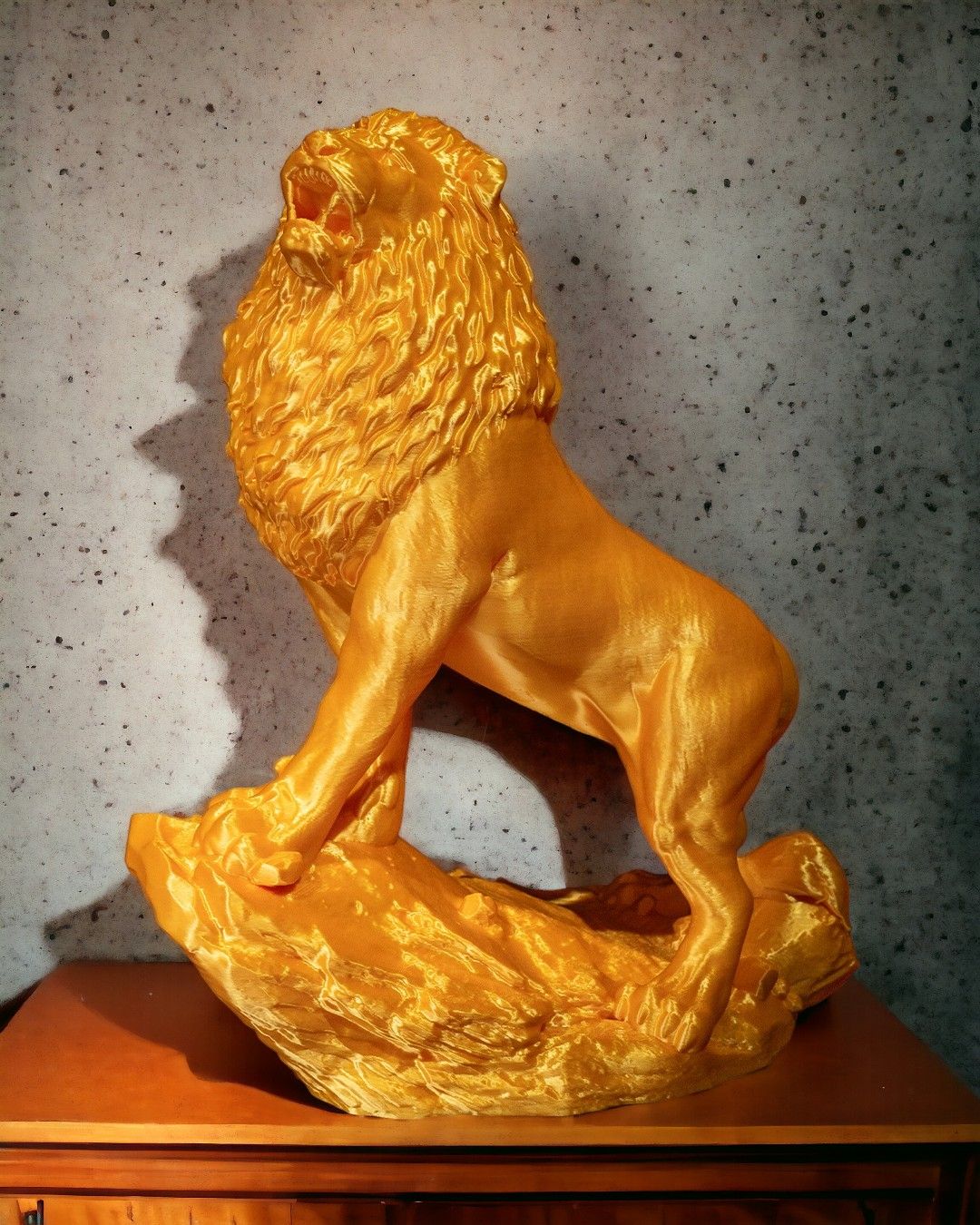 Majestic Asiatic Lion 3D Printed Statue – 26 Vibrant Colors, Articulate Features, Perfect Home and Office Decor