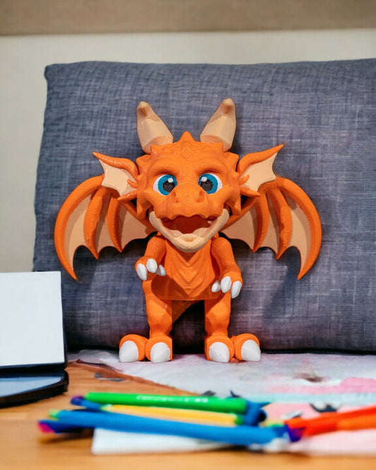 Articulate Conqueror Dragon 3D Print - Dual-Color Customizable Fantasy Figurine, 5-inch Tall Bold and Powerful Baby Dragon
