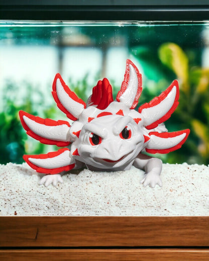 3D Printed Axolotl - Velvet Cake: A Playful, Whimsical Design with Impressive Articulation and Dynamic Poses