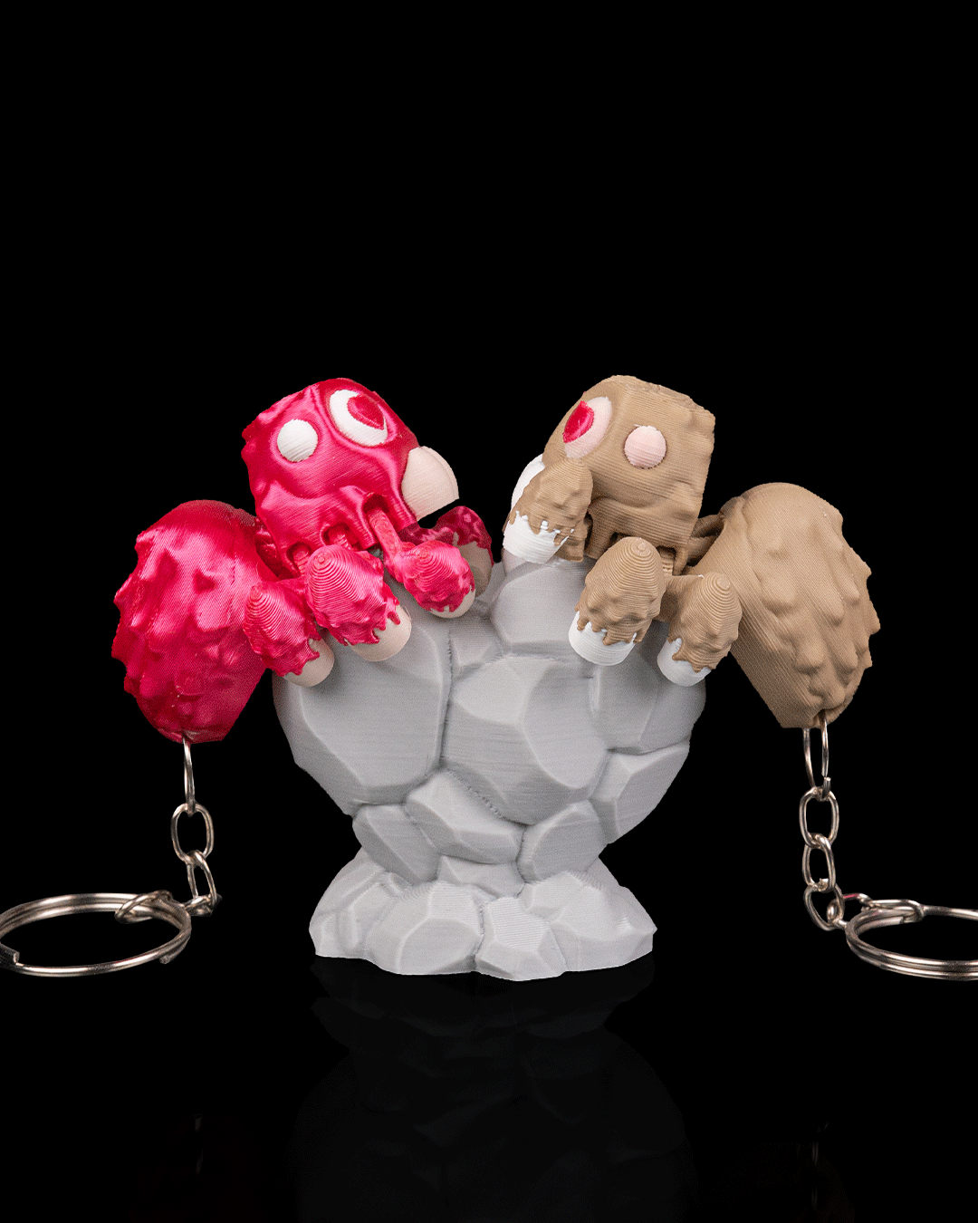 Jointed Hearts 3D-Printed Animal Pairs | Mix & Match Keychains & Heart Displays
