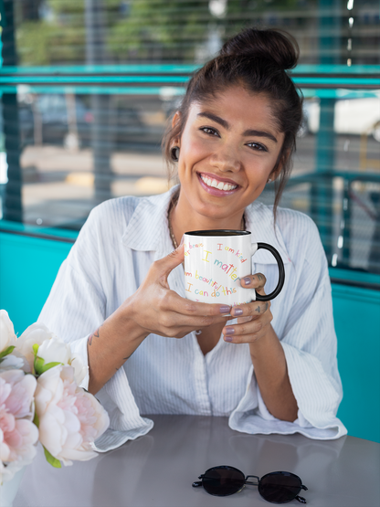 Inspirational Affirmations Mug - Motivational Quotes Coffee Cup with Spoon Holder for Daily Positivity and Self-Care