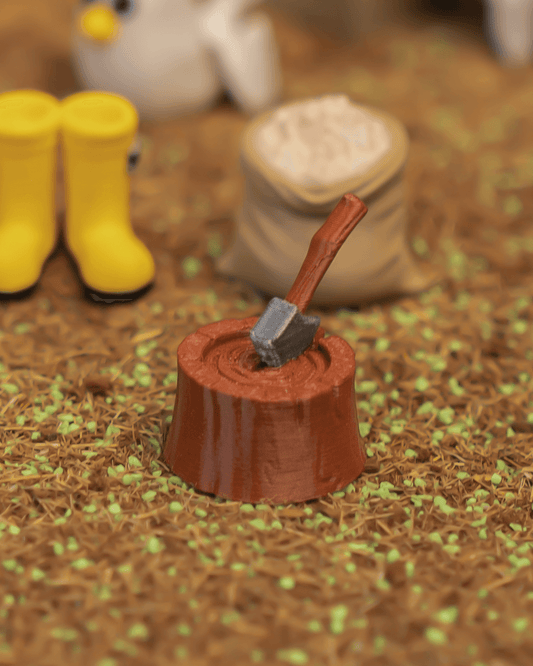 3D-Printed Axe on a Stump by STLFlix – Rustic Farmhouse Decor & Collectible Miniature Accent