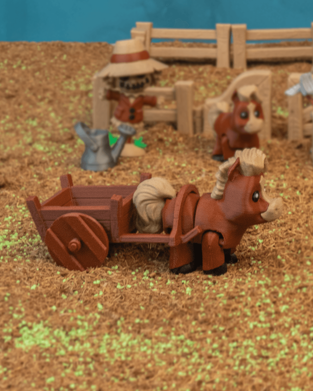 3D-Printed Horse Cart by STLFlix – Rustic Farmhouse Decor & Collectible Miniature Accent