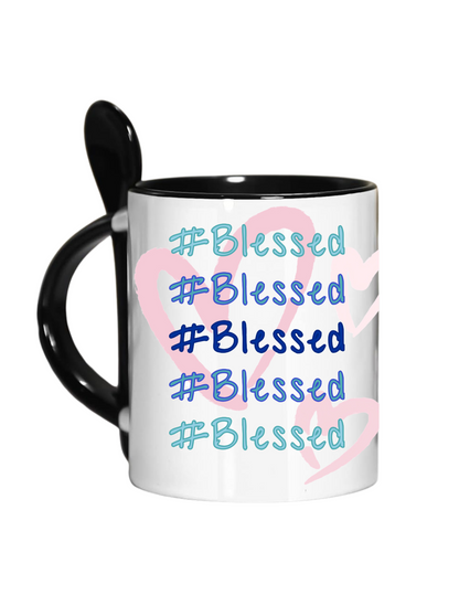 Stylish "#Blessed" Ceramic Mug with Heart Design - Perfect Gratitude Gift