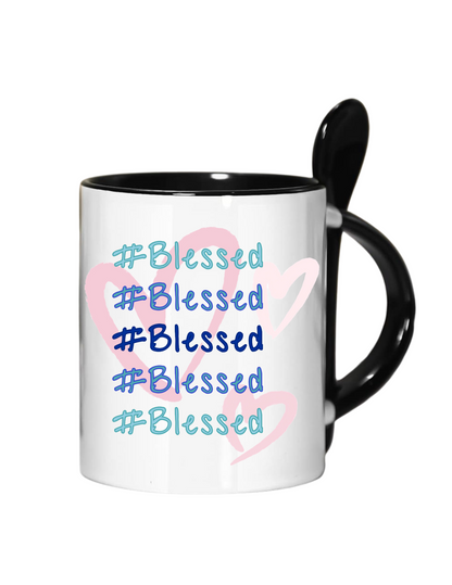 Stylish "#Blessed" Ceramic Mug with Heart Design - Perfect Gratitude Gift