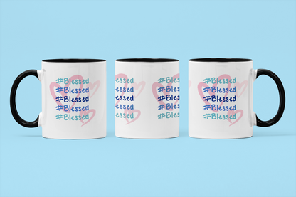 Stylish "#Blessed" Ceramic Mug with Heart Design - Perfect Gratitude Gift