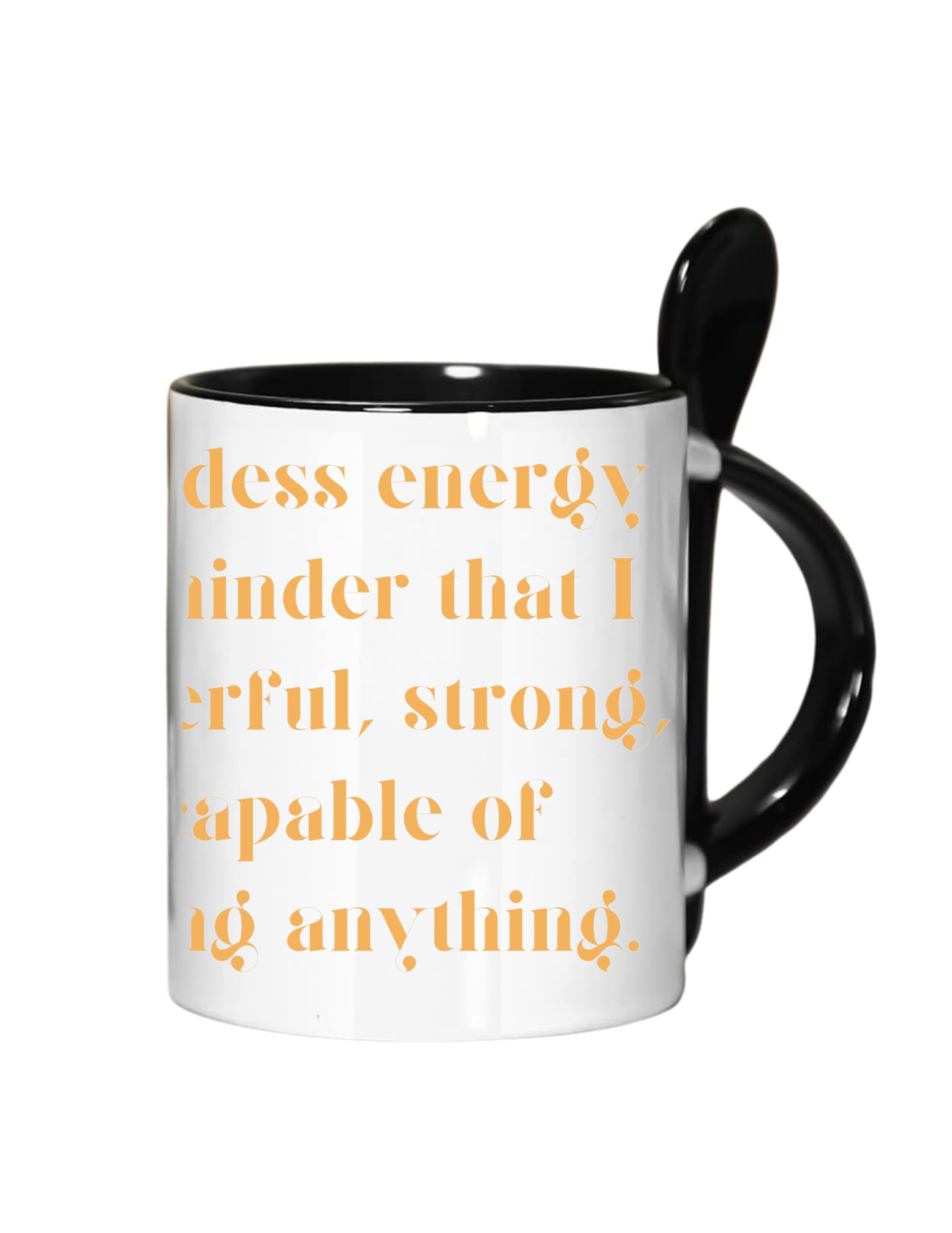 Empowering Goddess Mug - Inspirational Ceramic Mug with Black Handle and Spoon - Perfect Gift for Strong Women