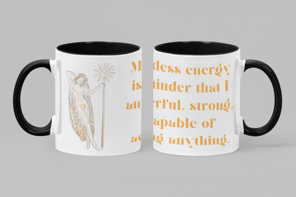 Empowering Goddess Mug - Inspirational Ceramic Mug with Black Handle and Spoon - Perfect Gift for Strong Women