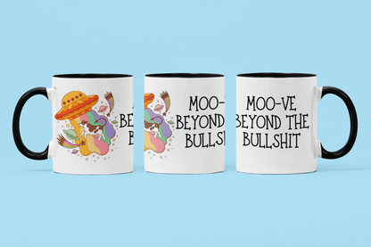 Whimsical Cow Mug - Colorful Space-Themed Coffee Cup with Motivational Message