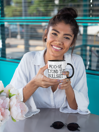 Whimsical Cow Mug - Colorful Space-Themed Coffee Cup with Motivational Message