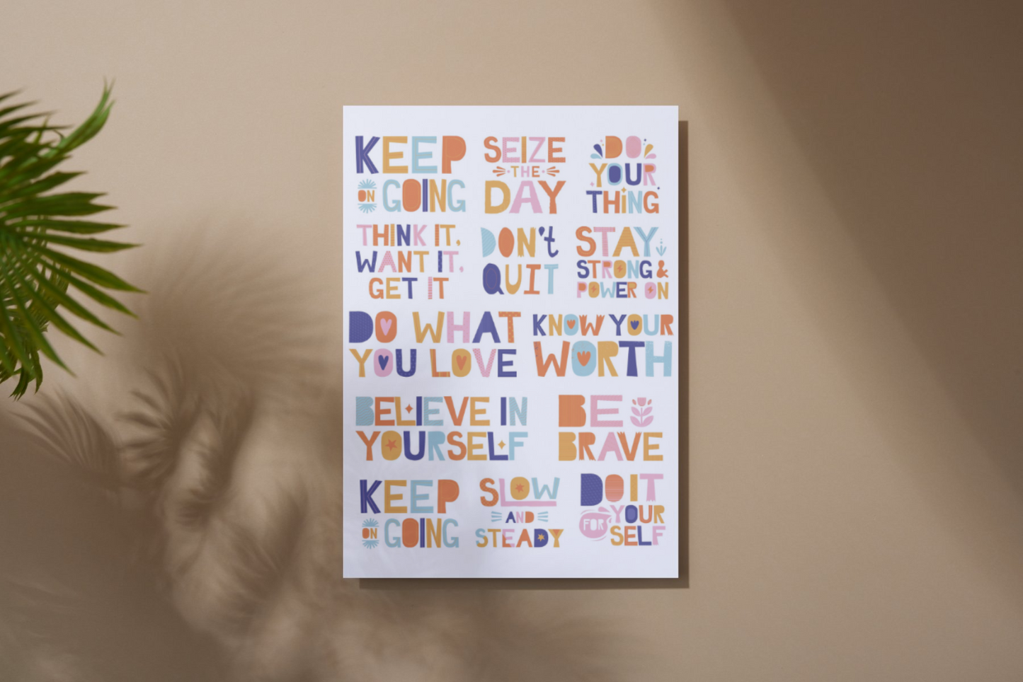 8x10 metal sign with a variety of inspirational quotes in artistic typography, perfect for adding a motivational touch to any room.